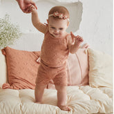 Patique Gül Kurusu Kız Bebek Organik Pamuk Kirazlı İkili Takım